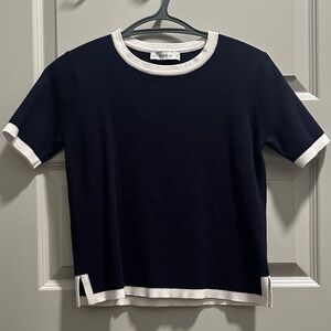 Zara Kids Navy and White Short Sleeve Tee